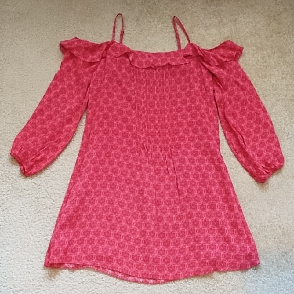Sanctuary Penelope Red Floral Cold Shoulder Mini Dress Size XS Boho D0521-R6G187 - Picture 3 of 10